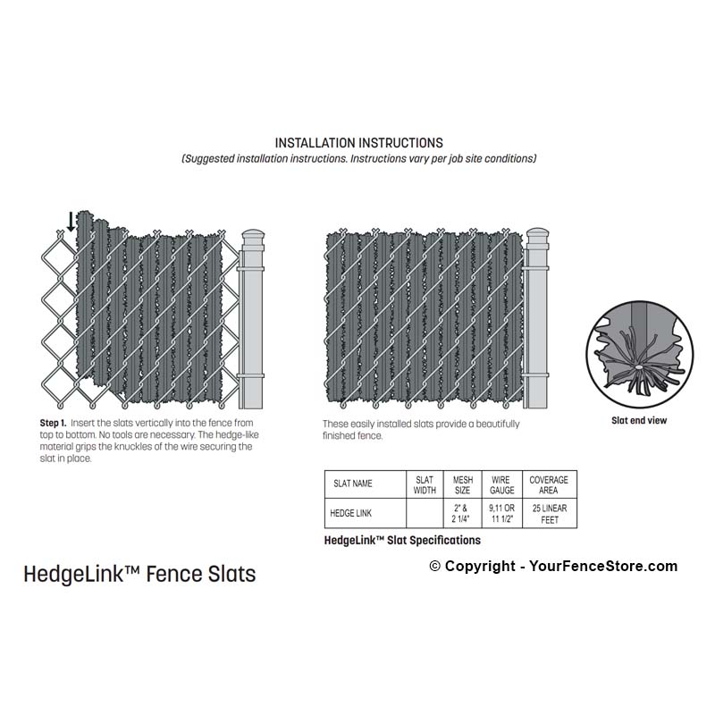 Hedge Link Slat for Chain Link Fence Natural Hedge Look - Image 6